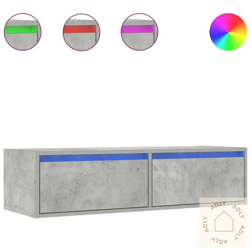 Tv-Benk Med Led-Lys Betonggrå 100X35,5X25 Cm