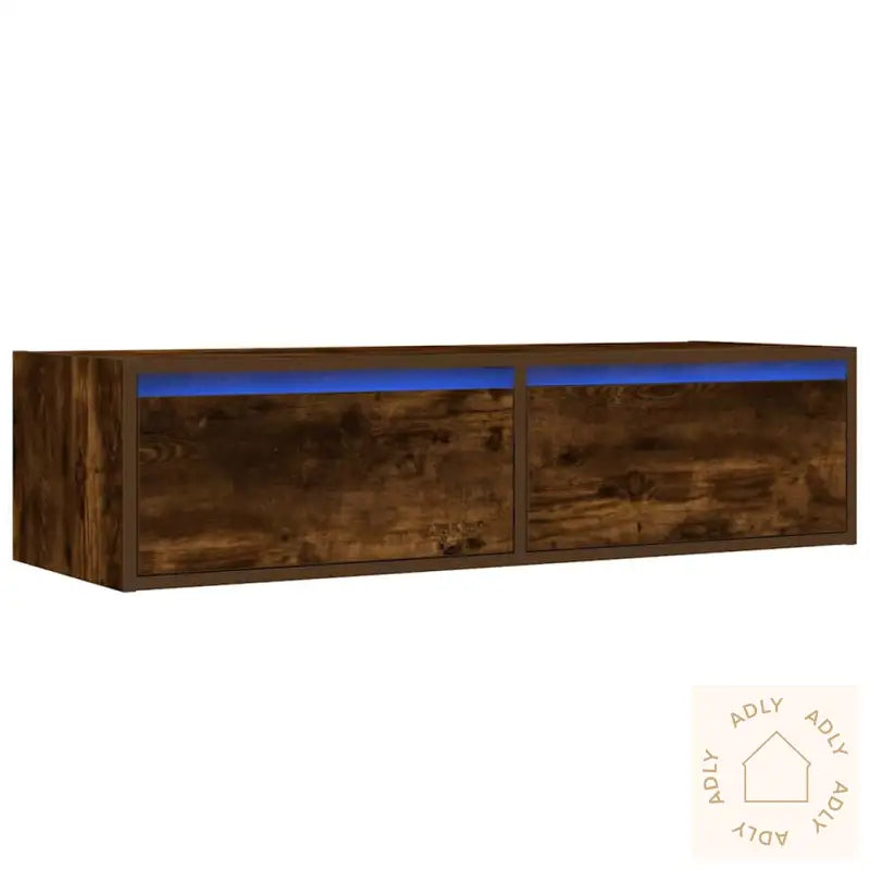 Tv-Benk Med Led-Lys Røkt Eik 100X35,5X25 Cm