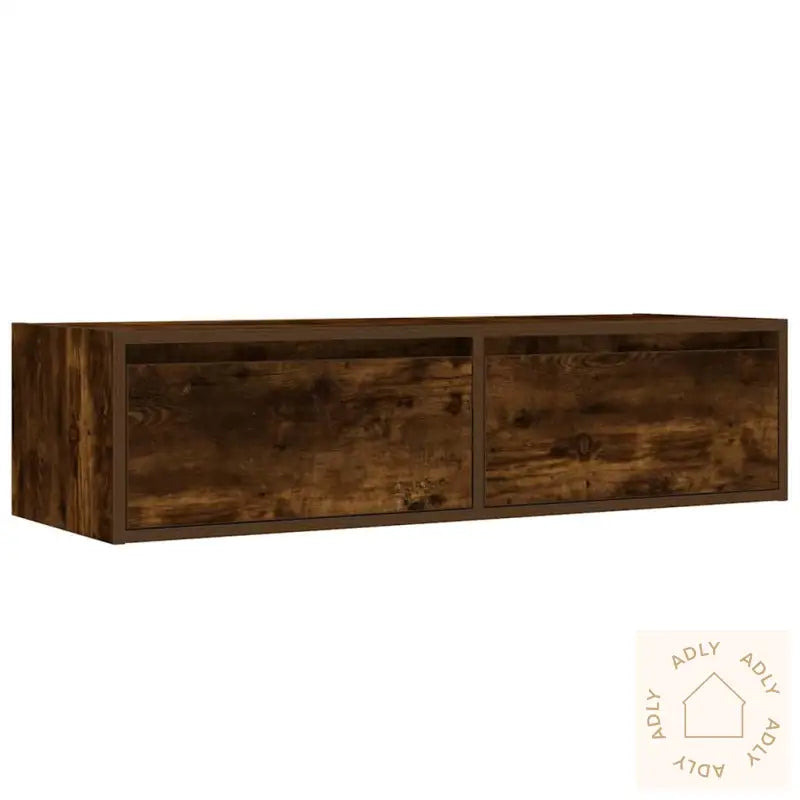 Tv-Benk Med Led-Lys Røkt Eik 100X35,5X25 Cm