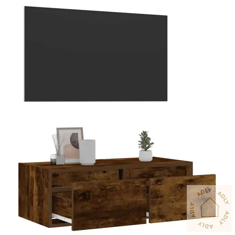 Tv-Benk Med Led-Lys Røkt Eik 75X35,5X25 Cm