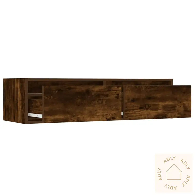 Tv-Benk Med Led-Lys Røkt Eik 100X35,5X25 Cm