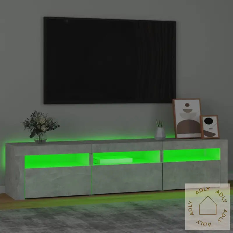 Tv-Benk Med Led-Lys Betonggrå 180X35X40 Cm
