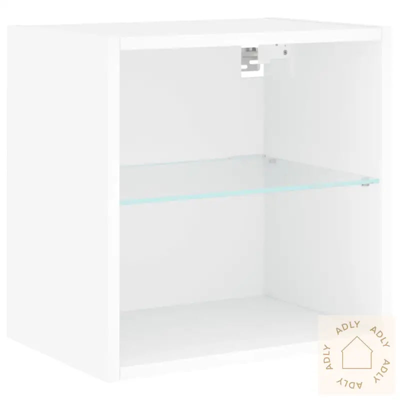 Veggmontert Nattbord Med Led-Lys Hvit