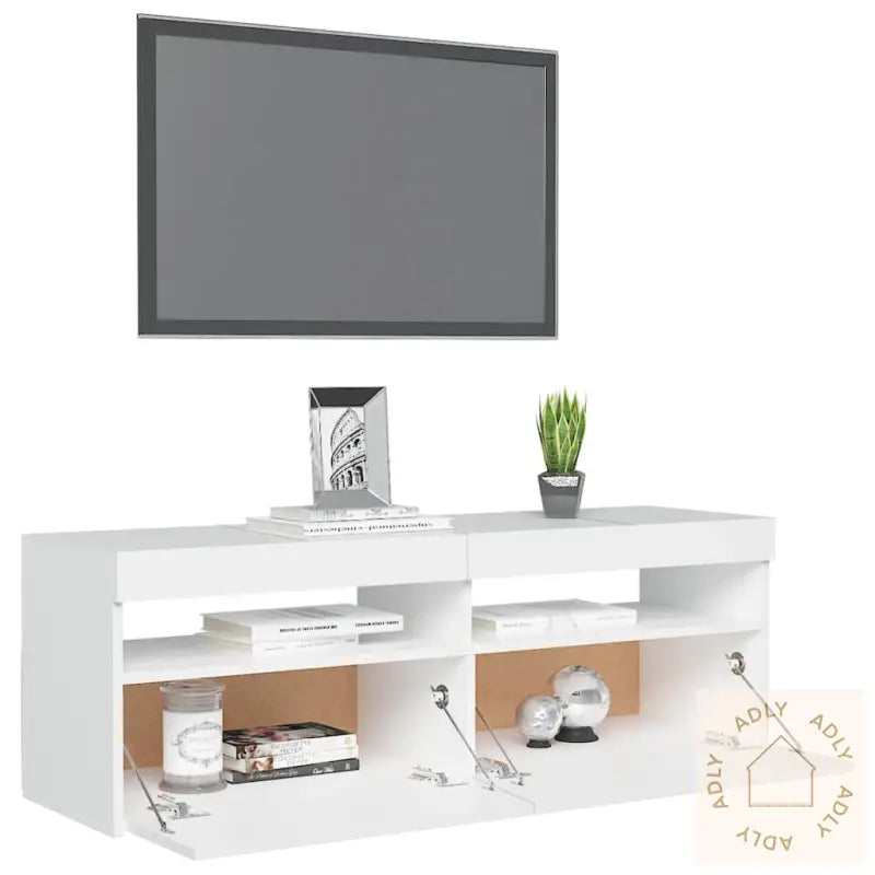 Tv-Benk Med Led-Lys Hvit 120X35X40 Cm