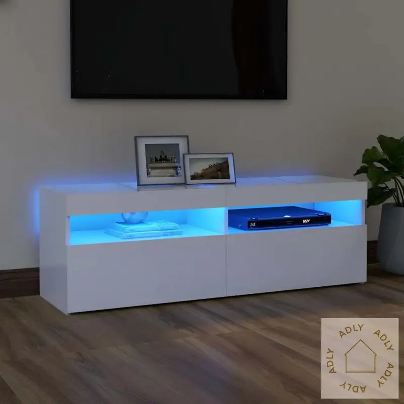 Tv-Benk Med Led-Lys Hvit 120X35X40 Cm