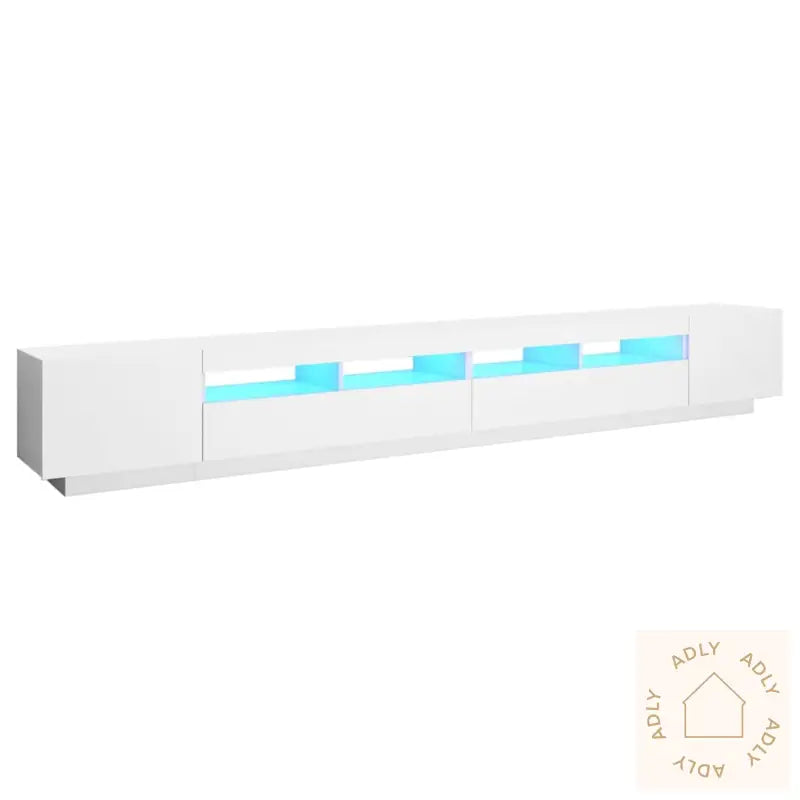 Tv-Benk Med Led-Lys Hvit 300X35X40 Cm