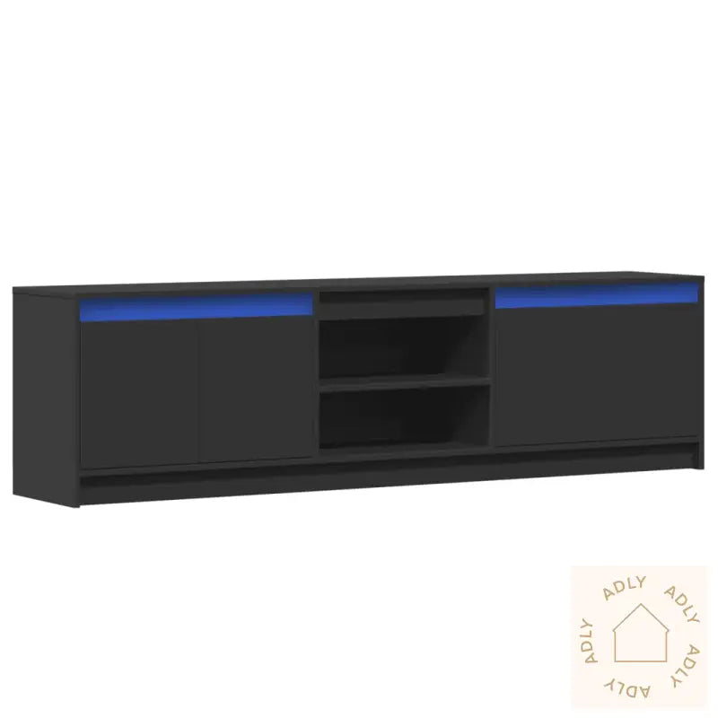 Tv-Benk Med Led Svart 180X34X50 Cm Konstruert Tre