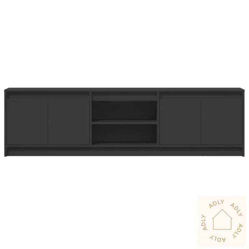 Tv-Benk Med Led Svart 180X34X50 Cm Konstruert Tre