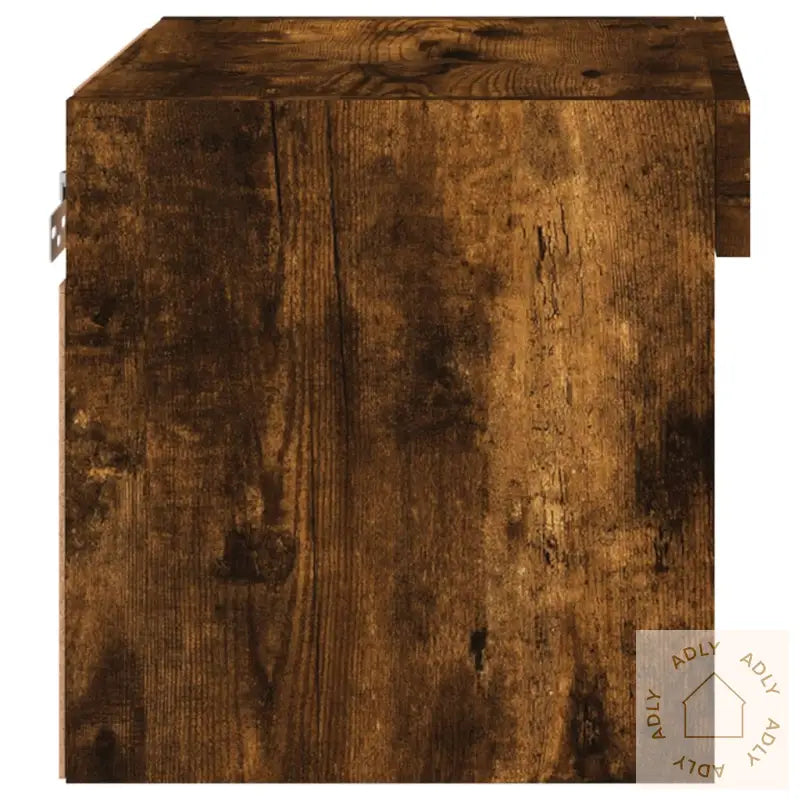 Veggmontert Nattbord Med Led-Lys Røkt Eik