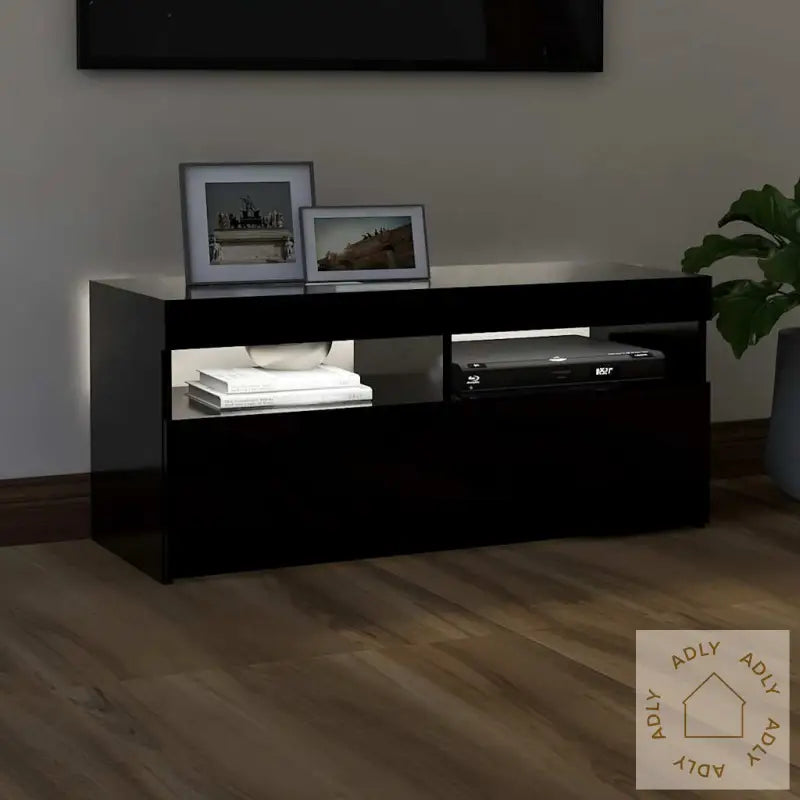 Tv-Benk Med Led-Lys Svart 90X35X40 Cm