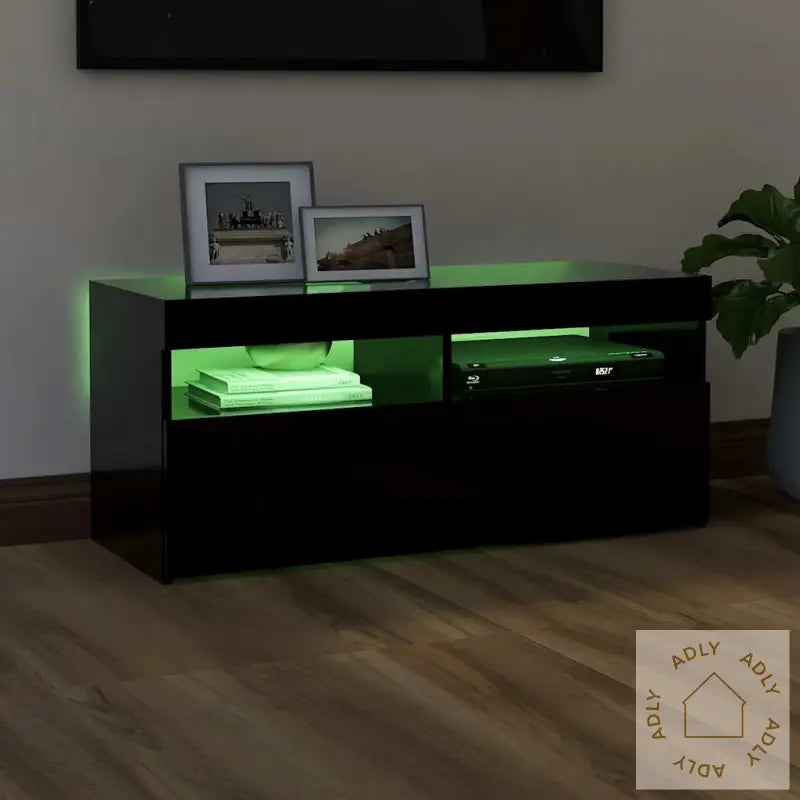 Tv-Benk Med Led-Lys Svart 90X35X40 Cm