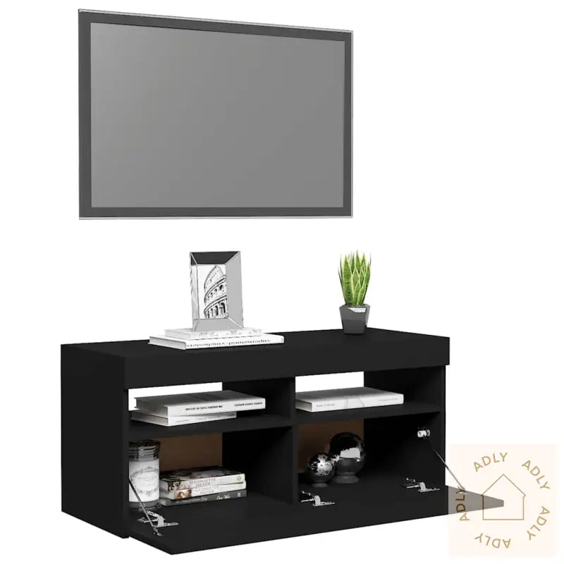 Tv-Benk Med Led-Lys Svart 90X35X40 Cm