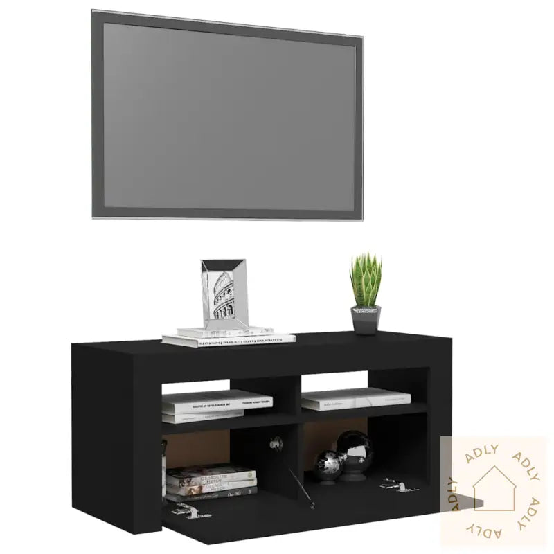 Tv-Benk Med Led-Lys Svart 90X35X40 Cm