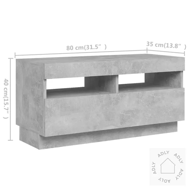 Tv-Benk Med Led-Lys Betonggrå 180X35X40 Cm