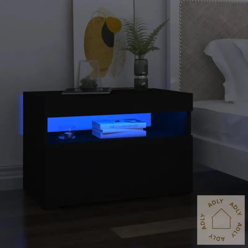 Tv-Benk Med Led-Lys Svart 60X35X40 Cm