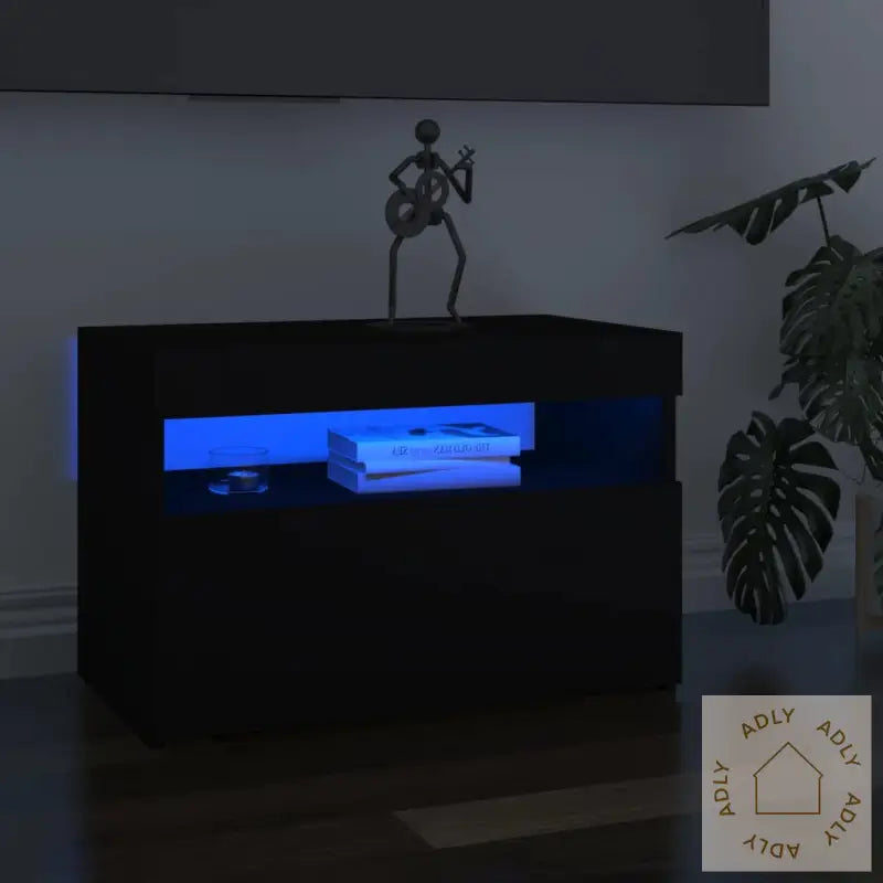 Tv-Benk Med Led-Lys Svart 60X35X40 Cm