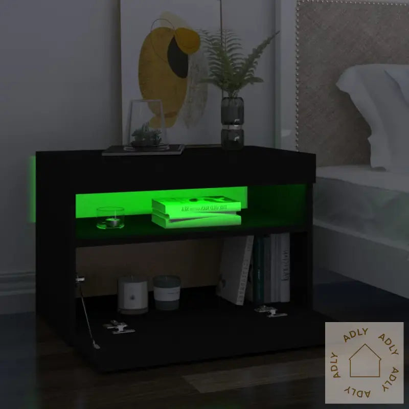Tv-Benk Med Led-Lys Svart 60X35X40 Cm