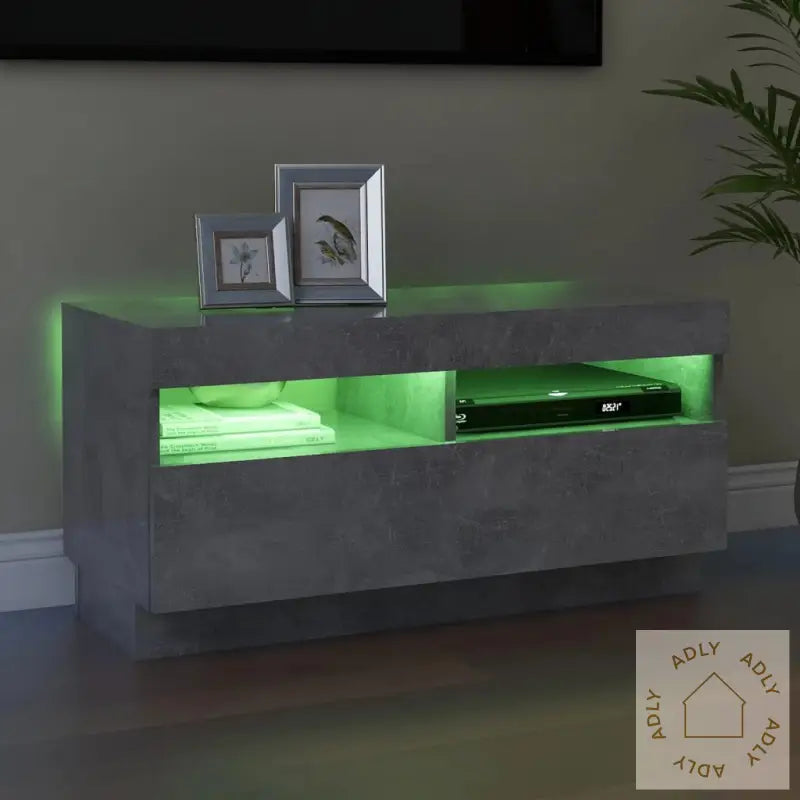 Tv-Benk Med Led-Lys Betonggrå 80X35X40 Cm