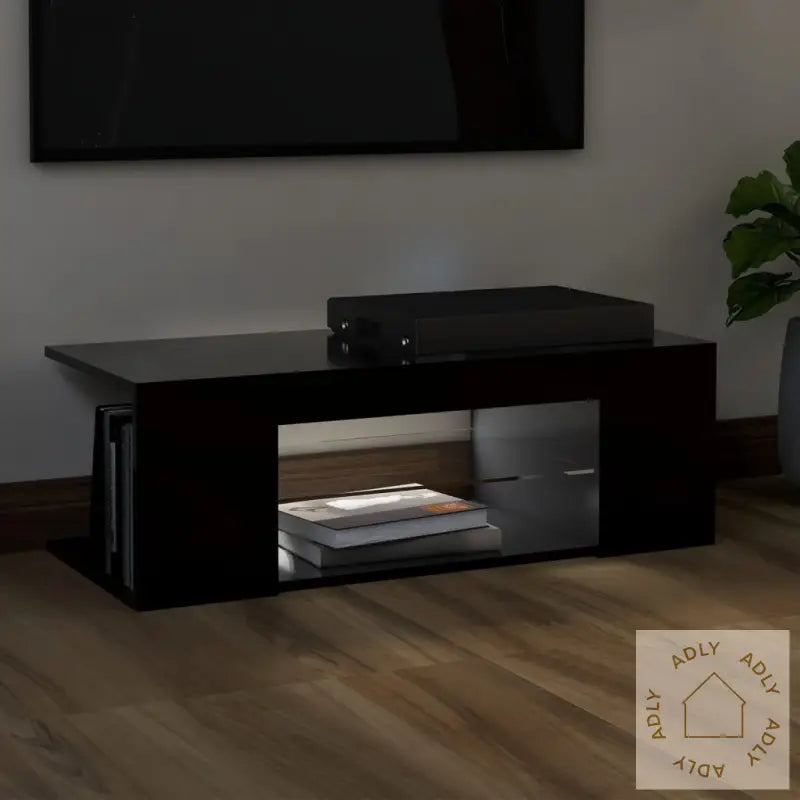 Tv-Benk Med Led-Lys Svart 90X39X30 Cm