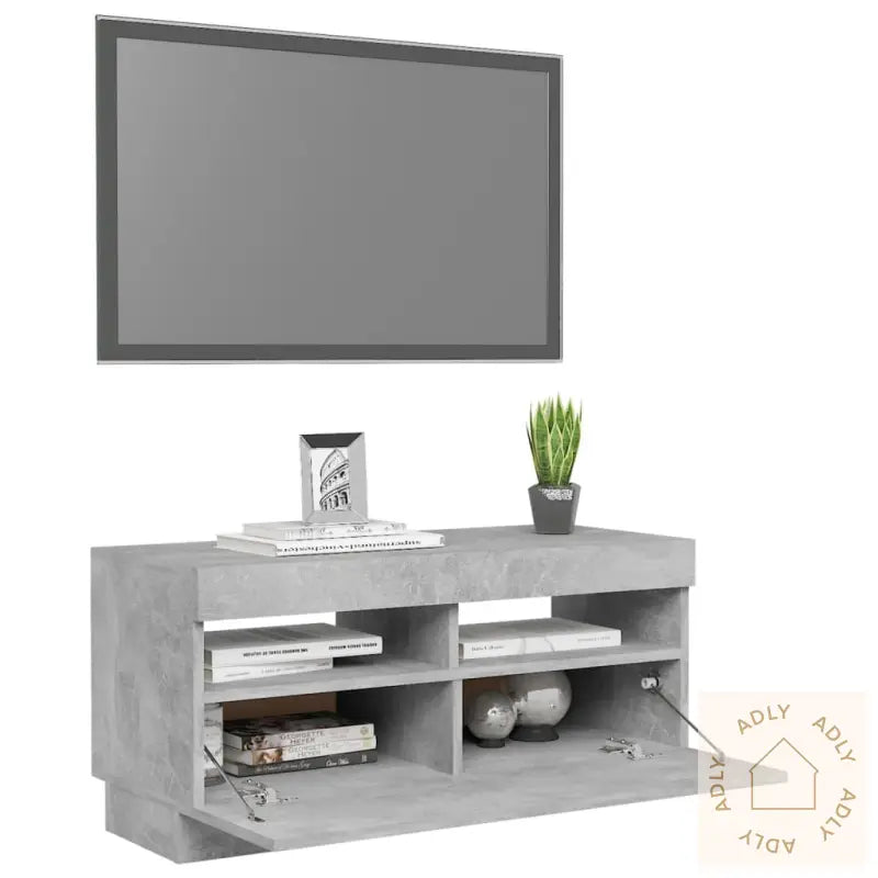 Tv-Benk Med Led-Lys Betonggrå 80X35X40 Cm