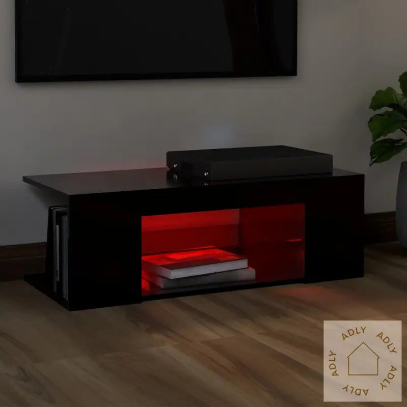 Tv-Benk Med Led-Lys Svart 90X39X30 Cm