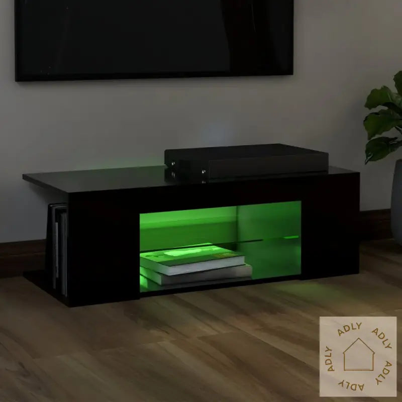 Tv-Benk Med Led-Lys Svart 90X39X30 Cm