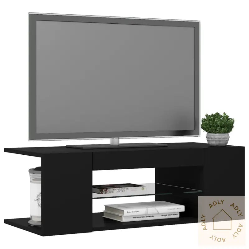 Tv-Benk Med Led-Lys Svart 90X39X30 Cm