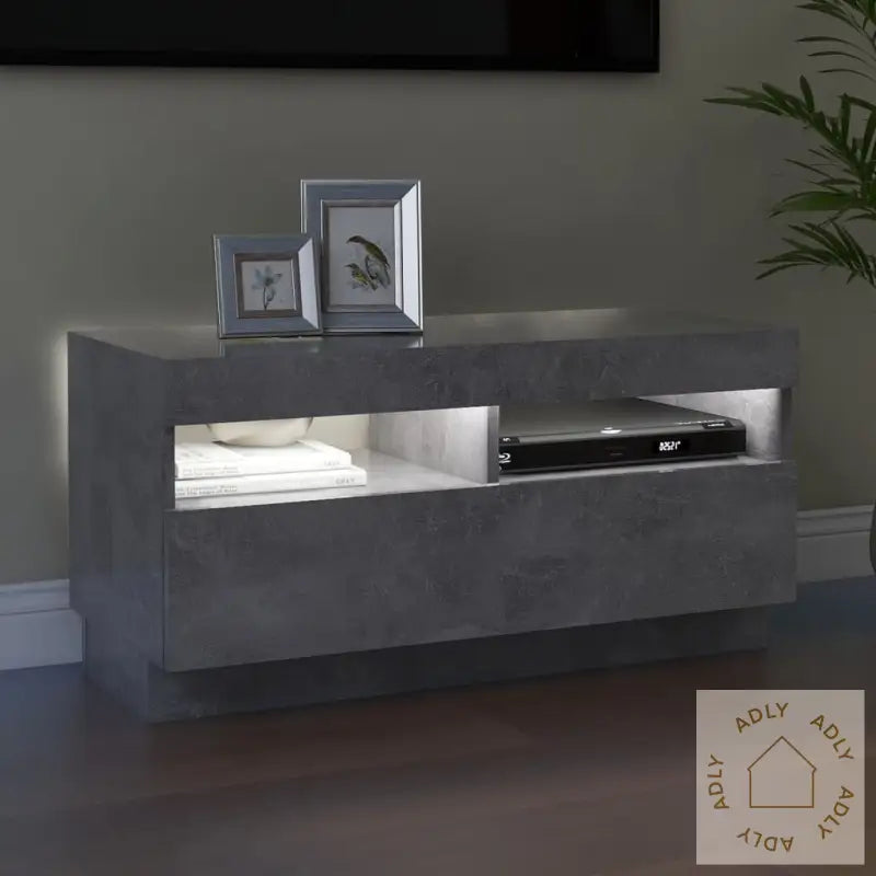 Tv-Benk Med Led-Lys Betonggrå 80X35X40 Cm