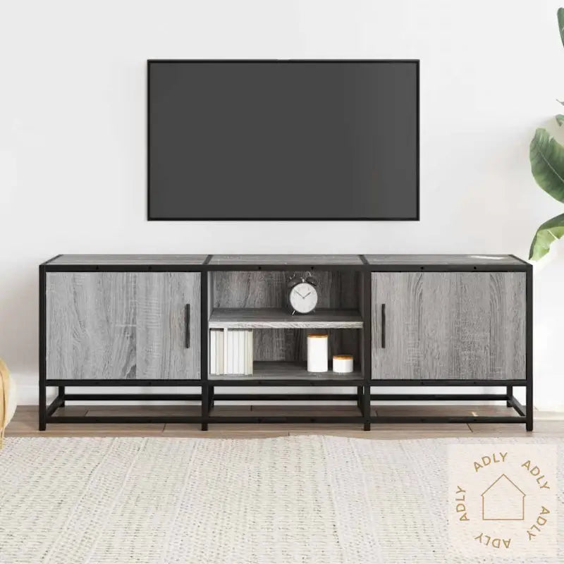 Tv-Benk Grå Sonoma 120X35X41 Cm Konstruert Tre Og Metall