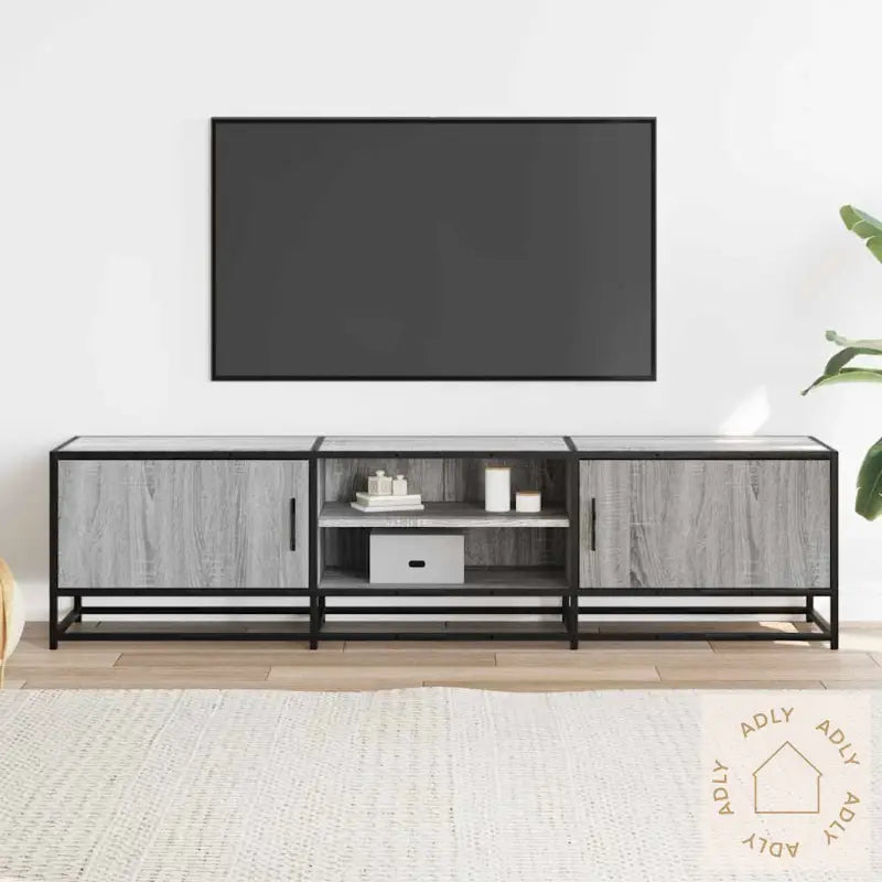 Tv-Benk Grå Sonoma 160X35X41 Cm Konstruert Tre Og Metall