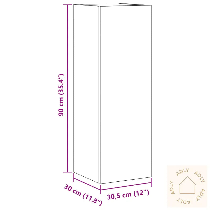 Veggmontert Tv-Stativ I Svart Eik - 30,5 X 30 X 90 Cm, Lagd Av Konstruert Tre