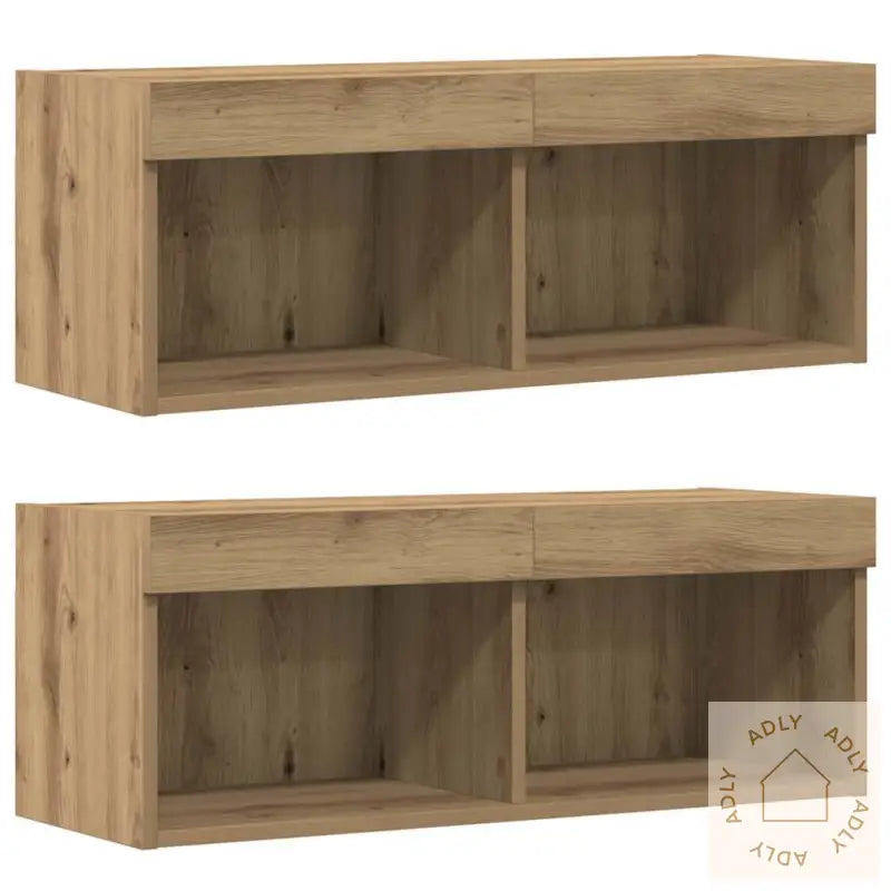 8 Delers Tv Vegg Enheter Med Led I Håndverks Eik Og Konstruert Tre