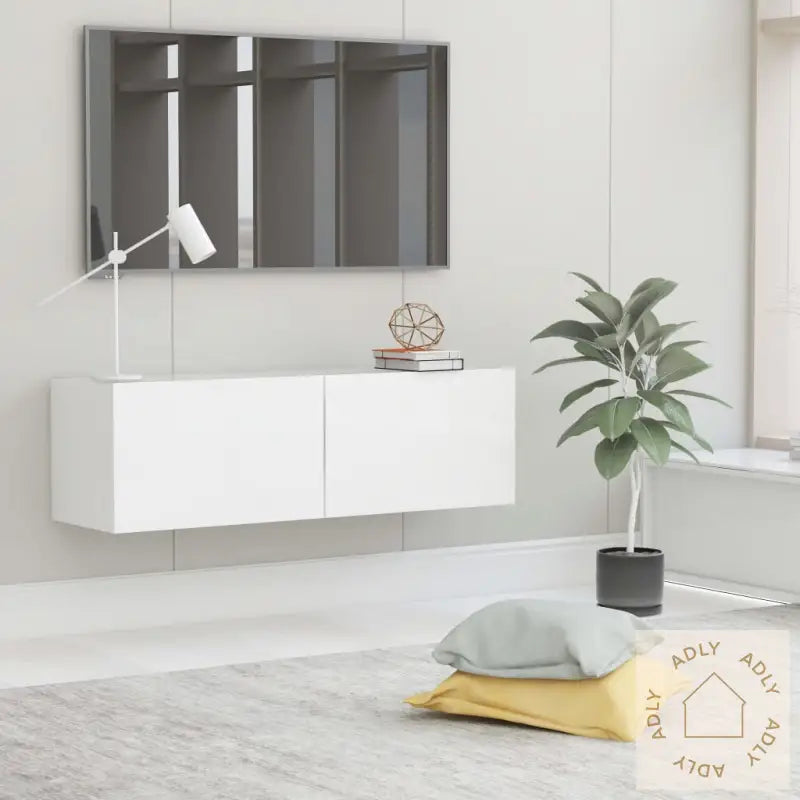 Tv-Benk Hvit 100X30X30 Cm Konstruert Tre