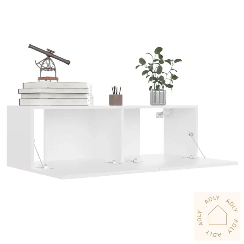 Tv-Benk Hvit 100X30X30 Cm Konstruert Tre