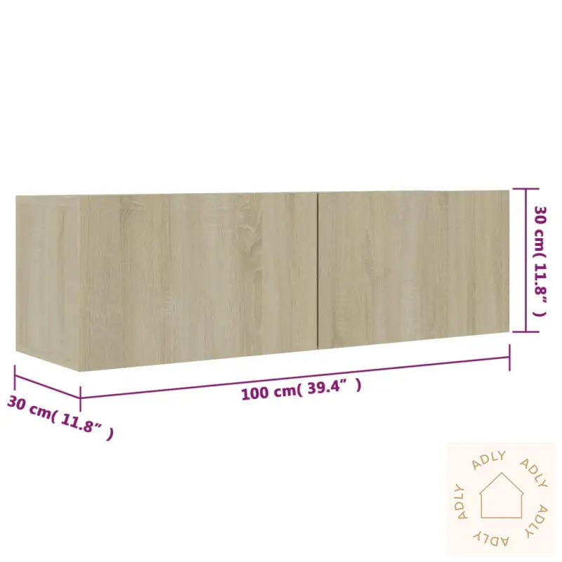 Tv-Benk Sonoma Eik 100X30X30 Cm Konstruert Tre