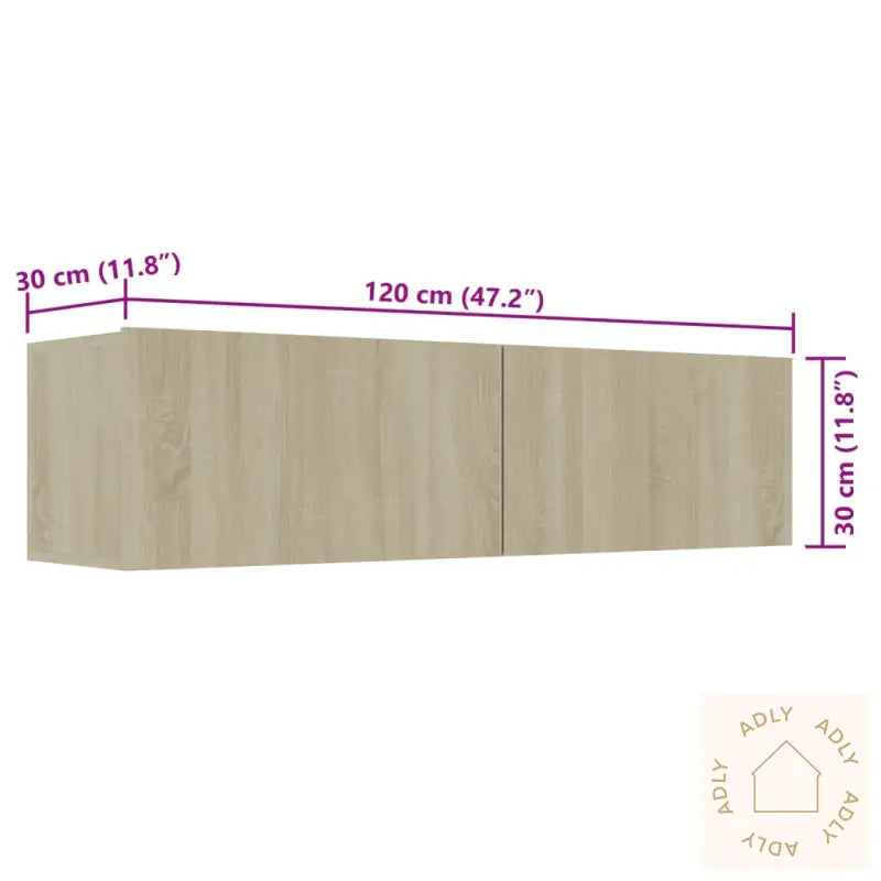 Tv-Benk Sonoma Eik 120X30X30 Cm Konstruert Tre