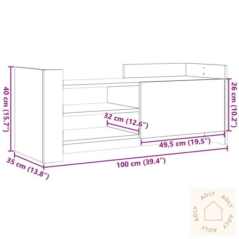 Tv-Benk Grå Sonoma 100X35X40 Cm Konstruert Tre