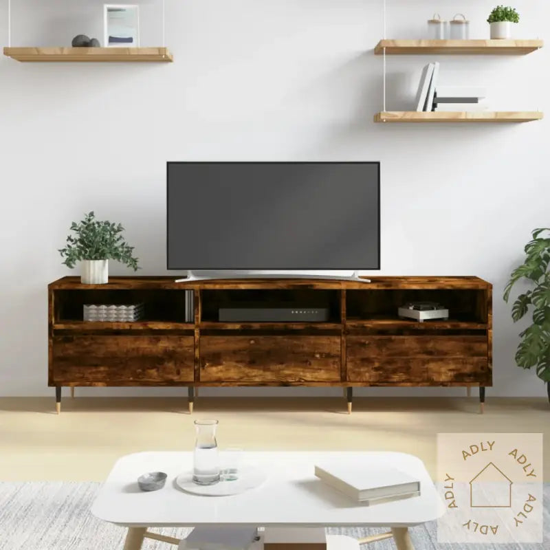 Tv-Benk Røkt Eik 150X30X44,5 Cm Konstruert Tre