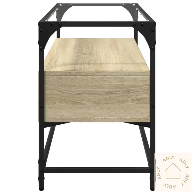 Tv-Benk Med Glasstopp Grå Sonoma 98X35X51 Cm Konstruert Tre