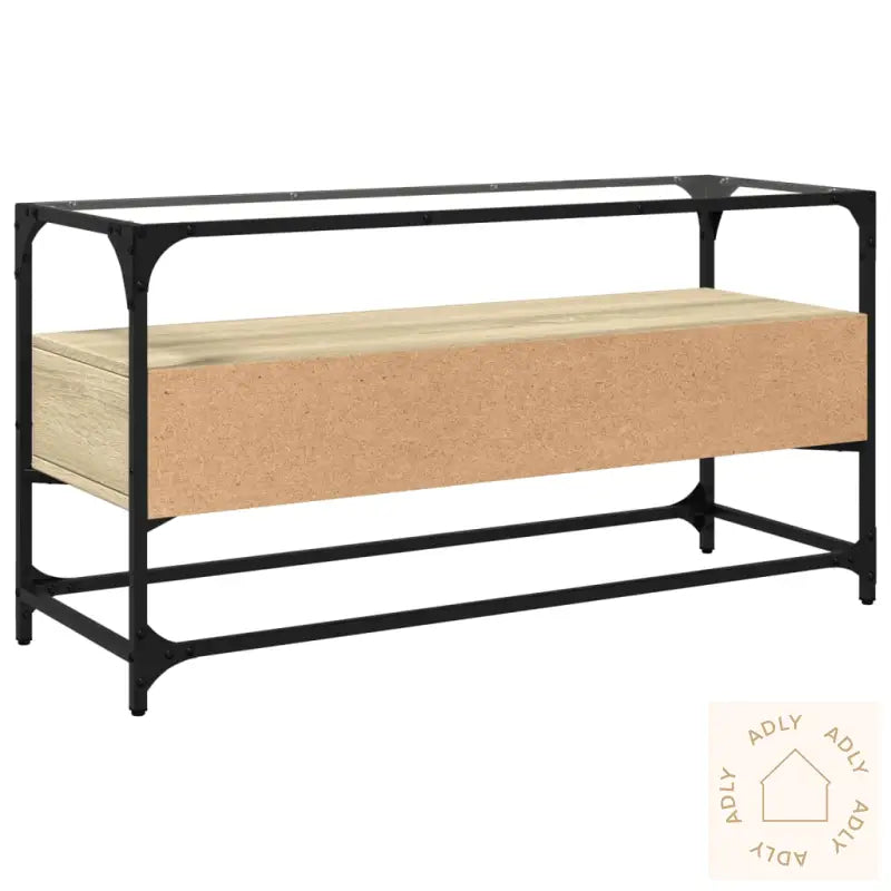 Tv-Benk Med Glasstopp Grå Sonoma 98X35X51 Cm Konstruert Tre