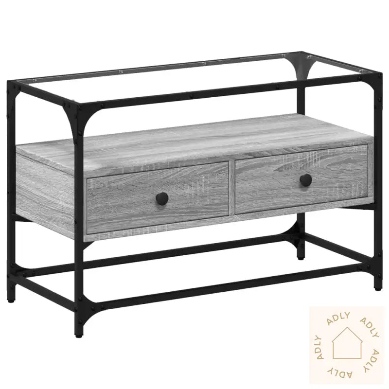 Tv-Benk Med Glasstopp Grå Sonoma 80X35X51 Cm Konstruert Tre
