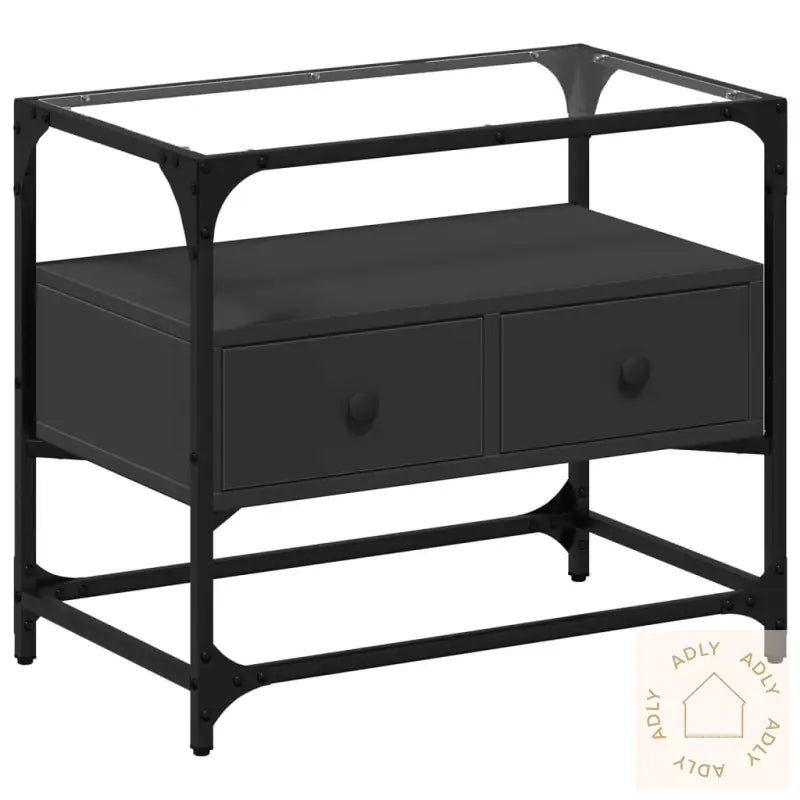 Tv-Benk Med Glasstopp Svart 60X35X51 Cm Konstruert Tre