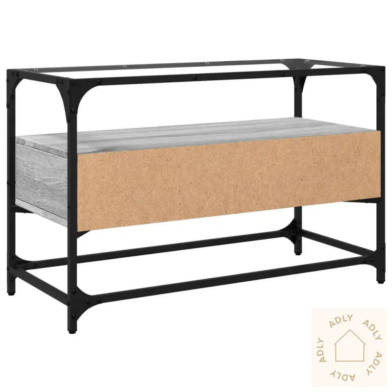 Tv-Benk Med Glasstopp Grå Sonoma 80X35X51 Cm Konstruert Tre