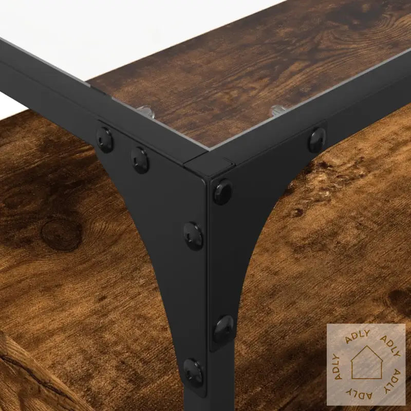 Tv-Benk Med Glasstopp Røkt Eik 80X35X51 Cm Konstruert Tre