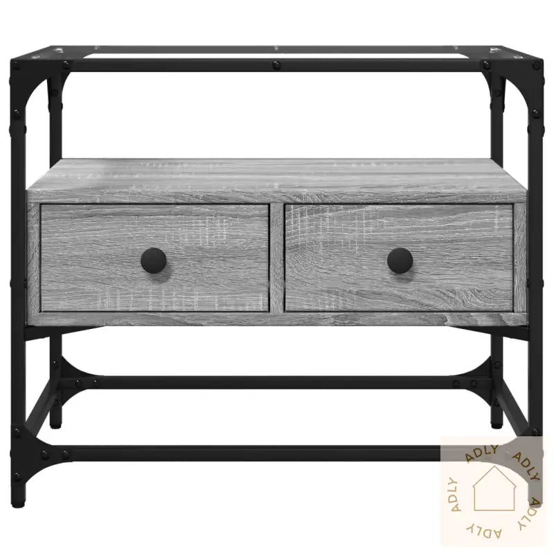 Tv-Benk Med Glasstopp Grå Sonoma 60X35X51 Cm Konstruert Tre