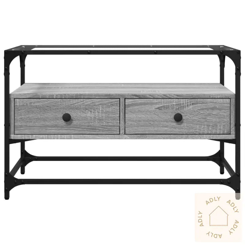 Tv-Benk Med Glasstopp Grå Sonoma 80X35X51 Cm Konstruert Tre