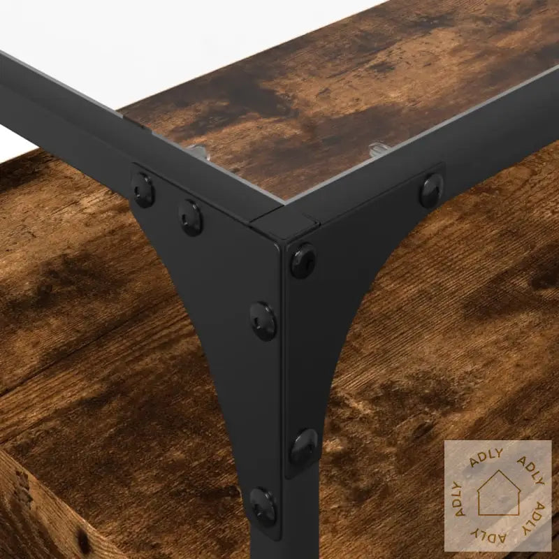 Tv-Benk Med Glasstopp Røkt Eik 98X35X51 Cm Konstruert Tre