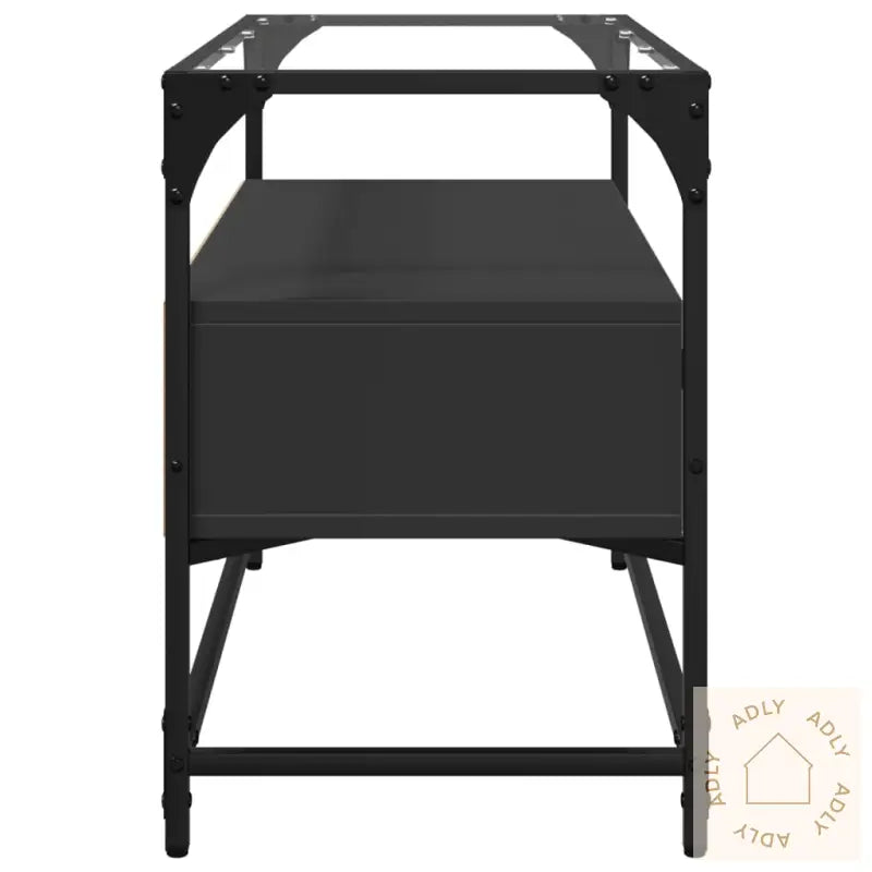 Tv-Benk Med Glasstopp Svart 80X35X51 Cm Konstruert Tre