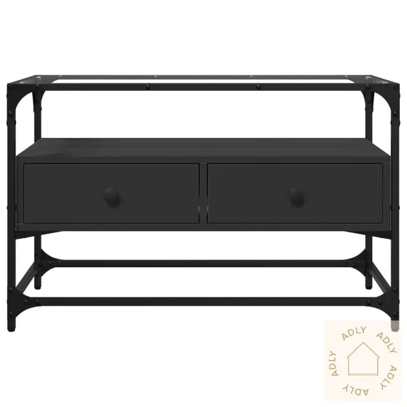 Tv-Benk Med Glasstopp Svart 80X35X51 Cm Konstruert Tre