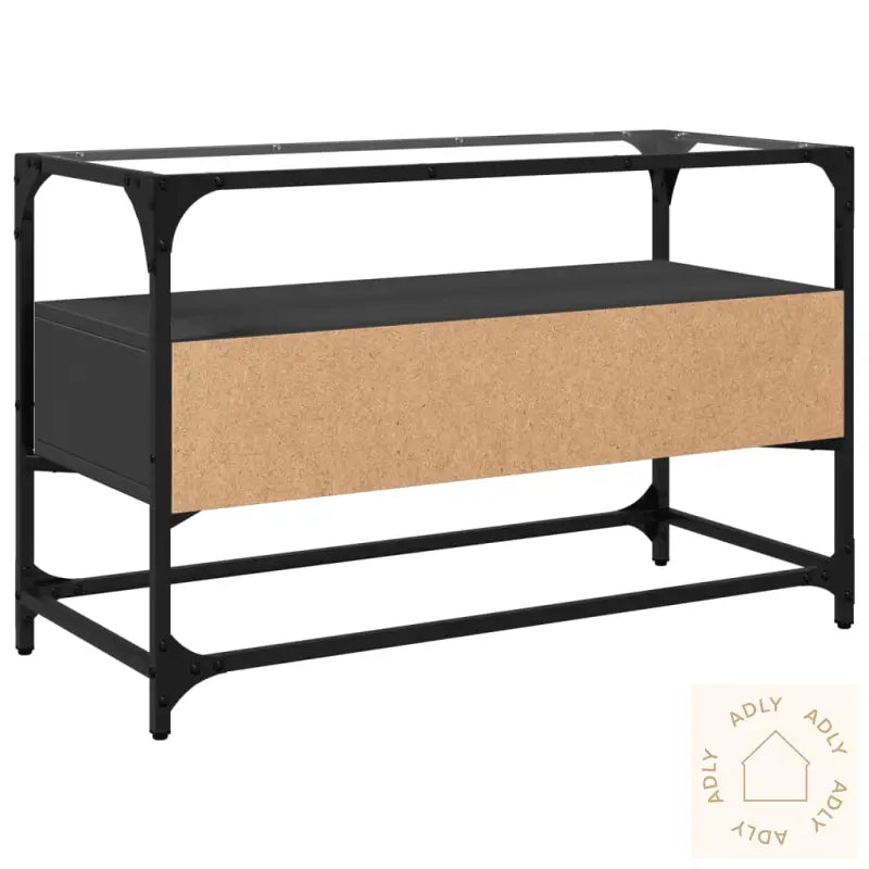 Tv-Benk Med Glasstopp Svart 80X35X51 Cm Konstruert Tre